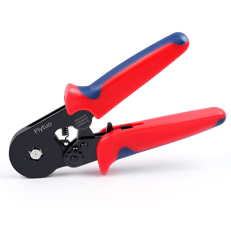 Flytuo Hexagonal Crimping Tool, AWG23-10 HSC8 6-6 Self-adjusting Ratchet Wire Ferrule Crimper Plier for Wire Terminals Cables End-sleeves - Image 1